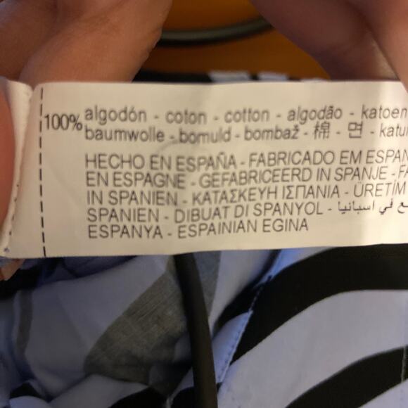 Zara Womens Dress Sz M Powder Blue Black Zebra Animal Print Shirt Long - Picture 12 of 12